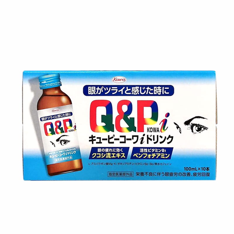 Nước uống bổ mắt Kowa Q&P Nhật Bản, 10 chai x 100ml