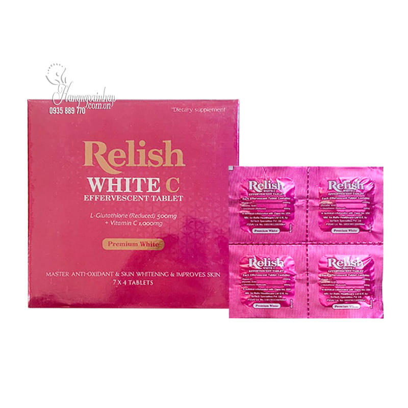 Viên sủi Relish White C trắng da mờ nám, thải độc tố