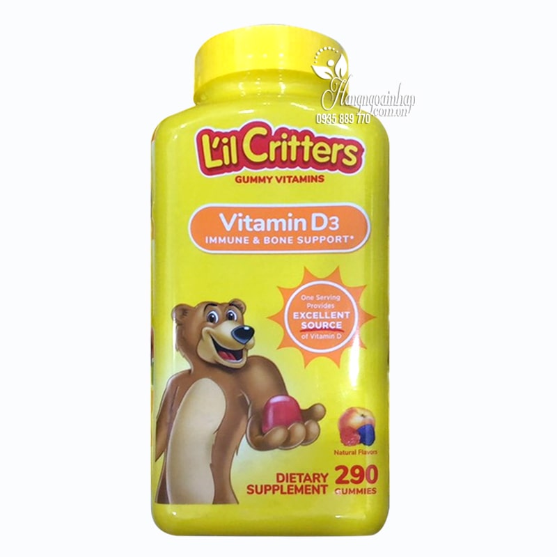 Kẹo dẻo LilCritters Vitamin D3 cho bé hộp 290 viên của Mỹ 