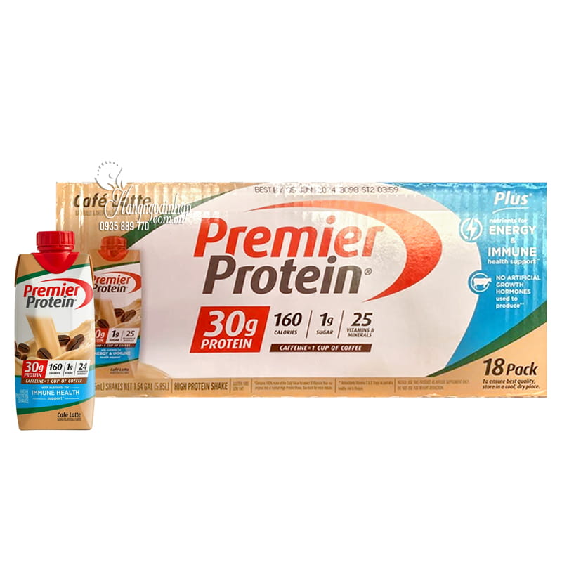 Premier Protein 30g Cafe Latte thùng 18 hộp 235ml của Mỹ