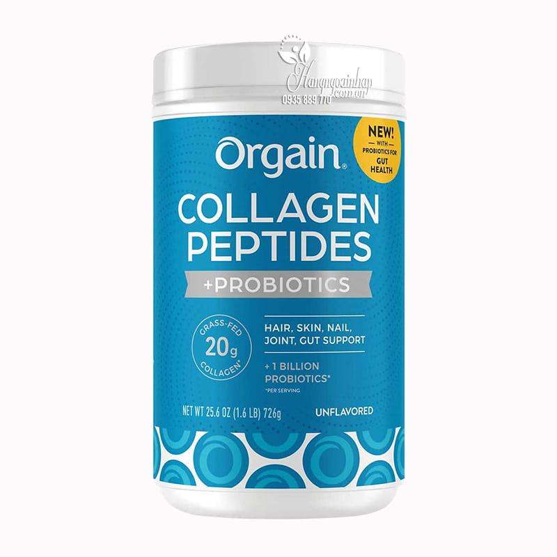 Bột Collagen Peptides + Probiotics Orgain 726g của Mỹ