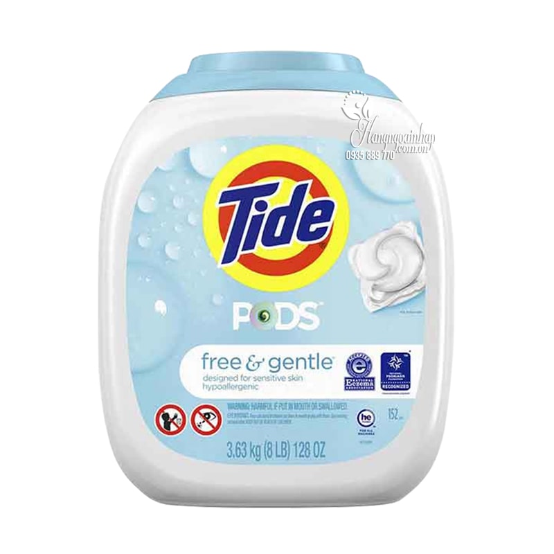 Viên giặt xả Tide Pods Free & Gentle của Mỹ cho da nhạy cảm