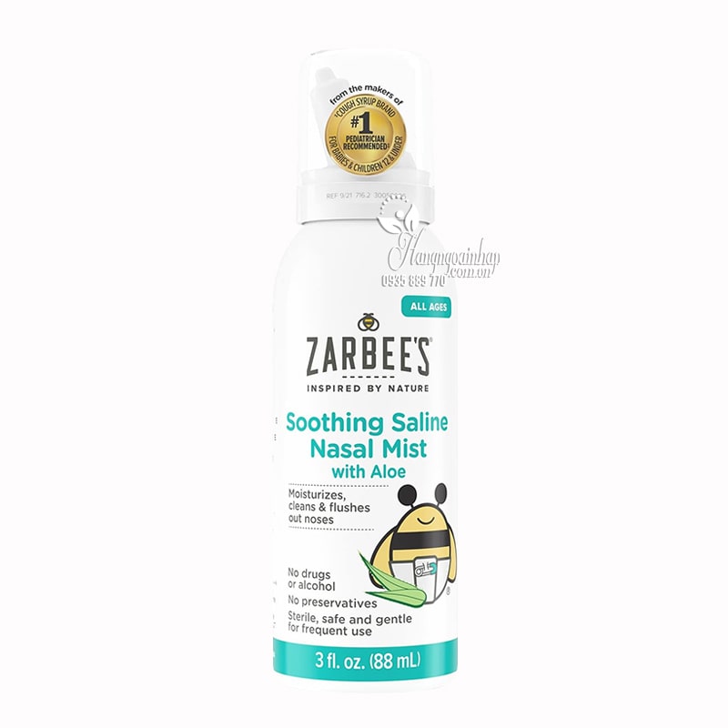 Xịt mũi Zarbee’s Soothing Saline Nasal Mist 88ml của Mỹ