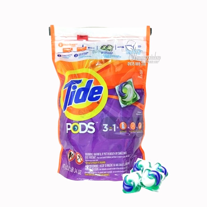 Viên giặt Tide Pods 3 in 1 gói 39 viên của Mỹ mẫu mới