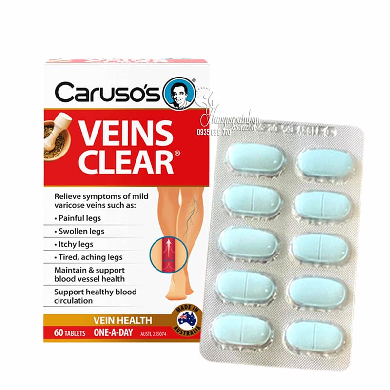 Thuốc trị suy giãn tĩnh mạch Caruso’s Veins Clear 60 viên của Úc