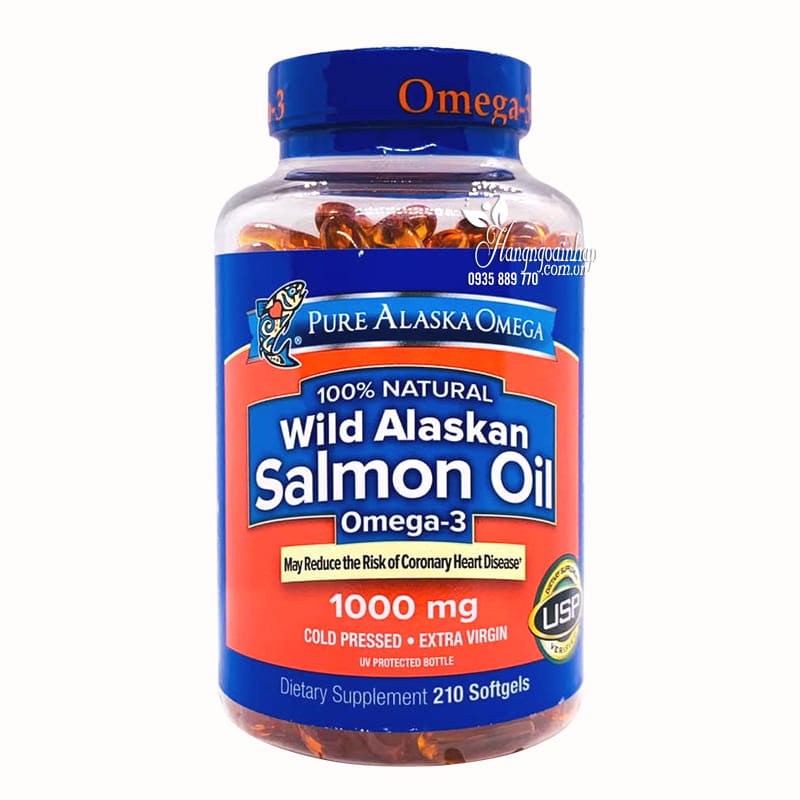 Viên dầu cá hồi Pure Alaska Omega-3 Wild Salmon Oil 1000mg của Mỹ