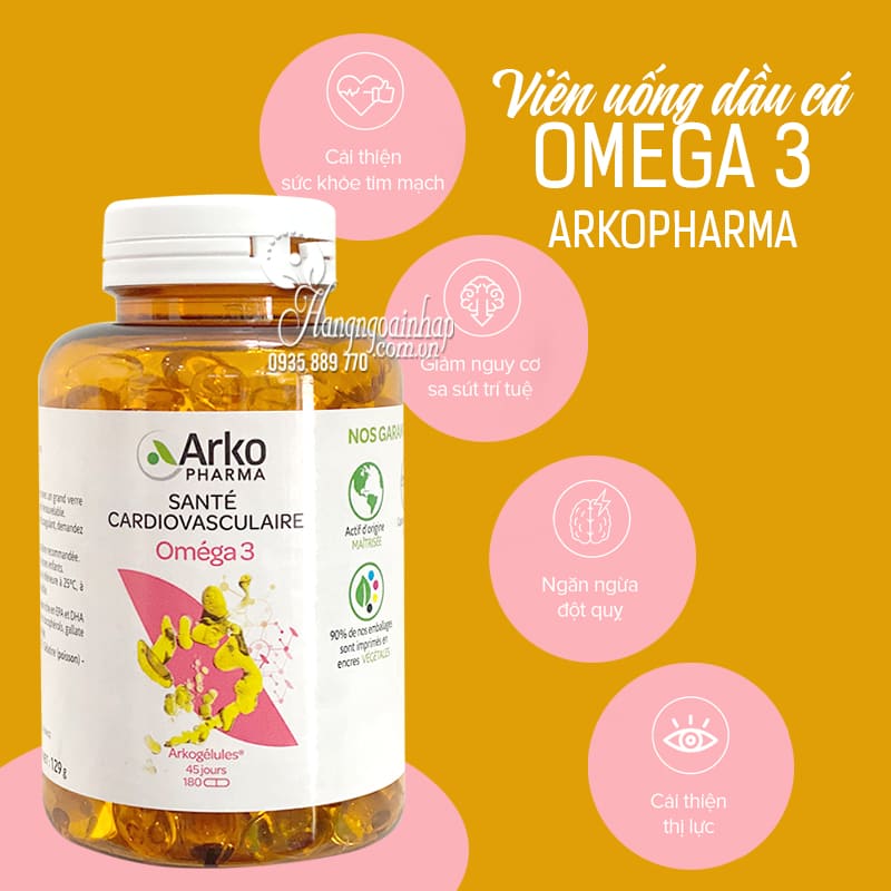 VIÊN DẦU CÁ OMEGA 3 ARKOPHARMA DÙNG TỐT NHẤT TẠI NHÀ THUỐC LONG CHÂU