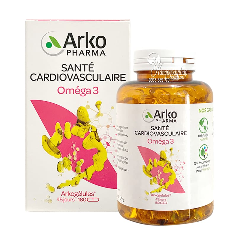 Viên uống dầu cá Omega 3 Arkopharma 180 viên chính hãng Pháp