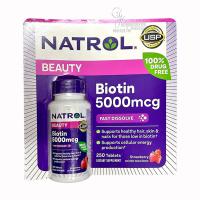 Viên ngậm hương dâu Natrol Biotin Beauty 5000mcg E...