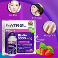 Viên ngậm hương dâu Natrol Biotin Beauty 5000mcg Extra Strength