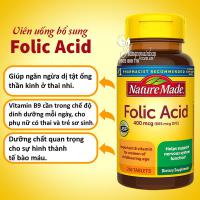 Viên uống bổ sung Folic Acid 400mcg Nature Made 250 viên USA