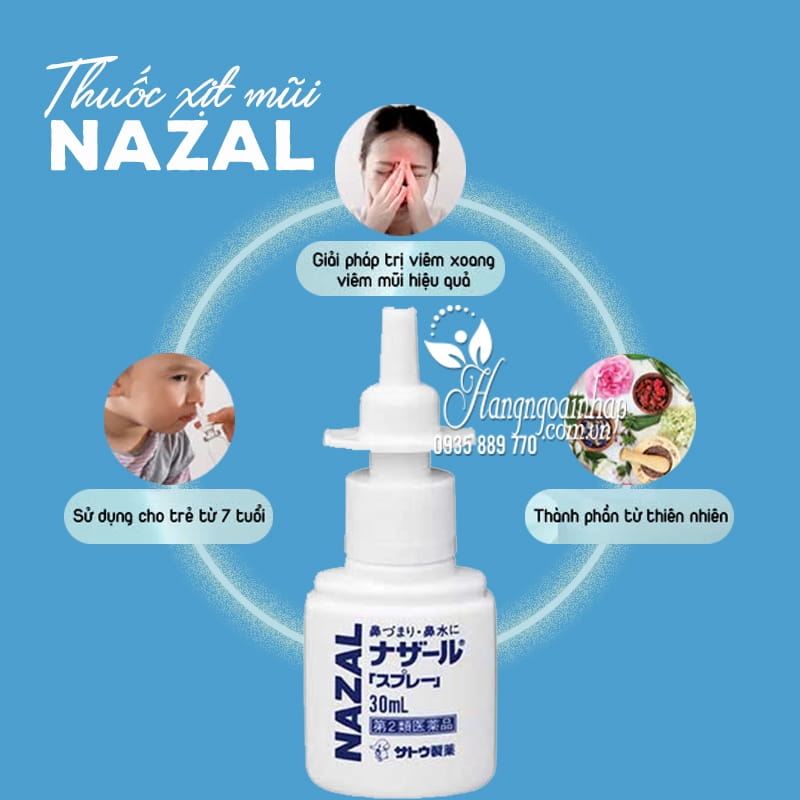 Thuốc xịt mũi trị viêm xoang Nazal sato 30ml của Nhật Bản chính hãng