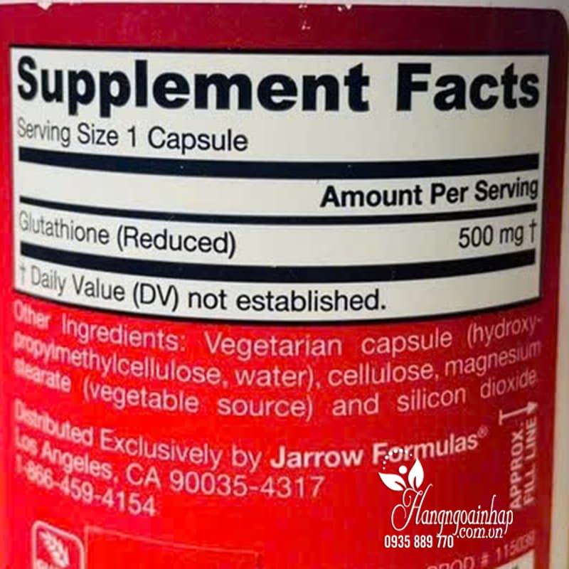 Vin ung trng da Glutathione Reduced 500mg jarrow, gi tt