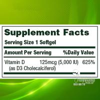Viên uống Vitamin D3 125mcg 5000IU Nature’s Bounty 400 viên