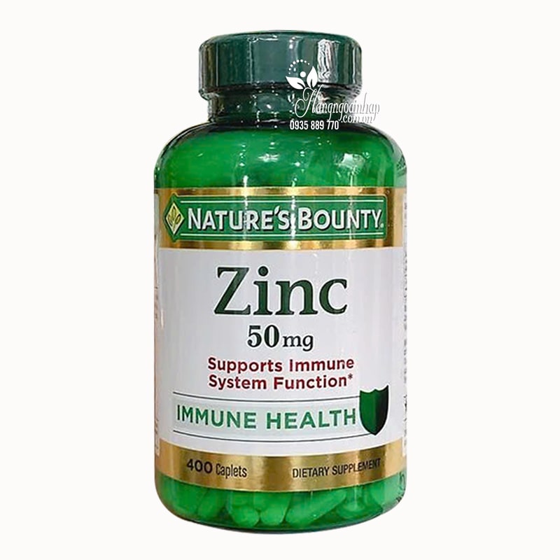 Viên uống kẽm Nature’s Bounty Zinc 50mg 400 Caplets của Mỹ