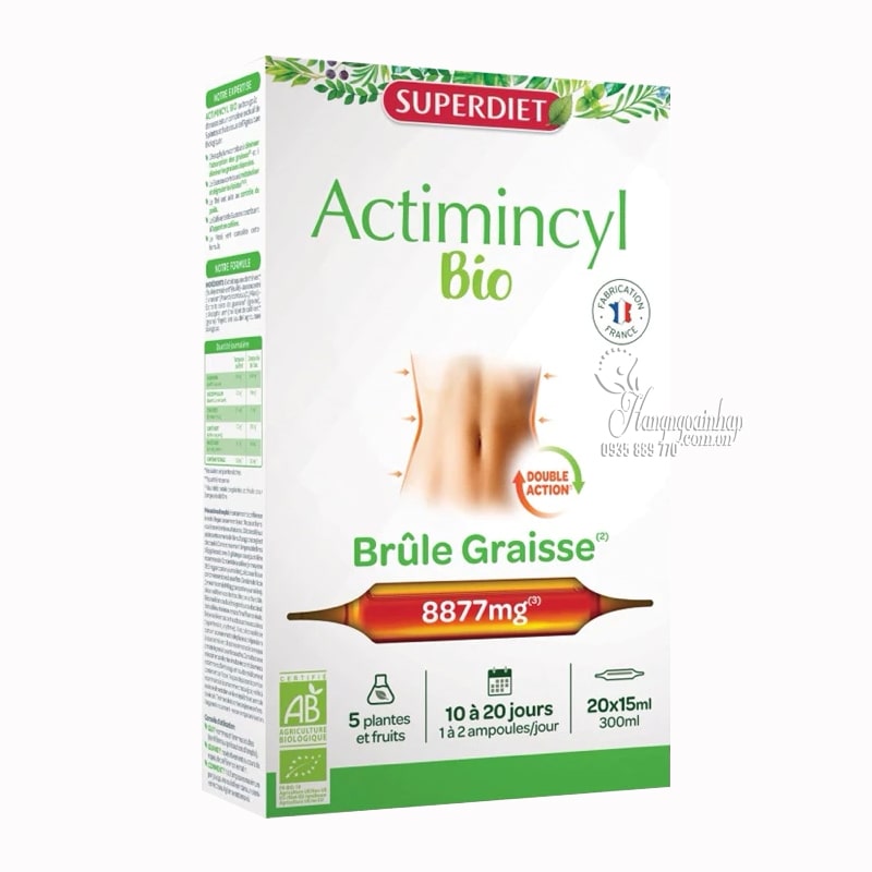 Nước uống Superdiet Actimincyl Bio của Pháp giảm cân đốt mỡ
