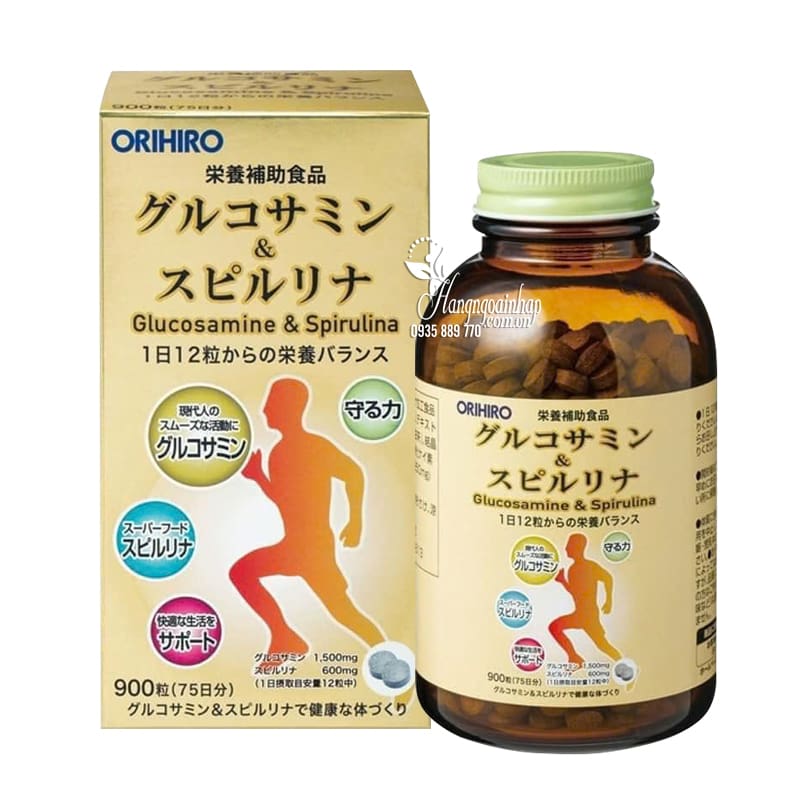 Viên uống Orihiro Glucosamine & Spirulina 900 viên của Nhật Bản 