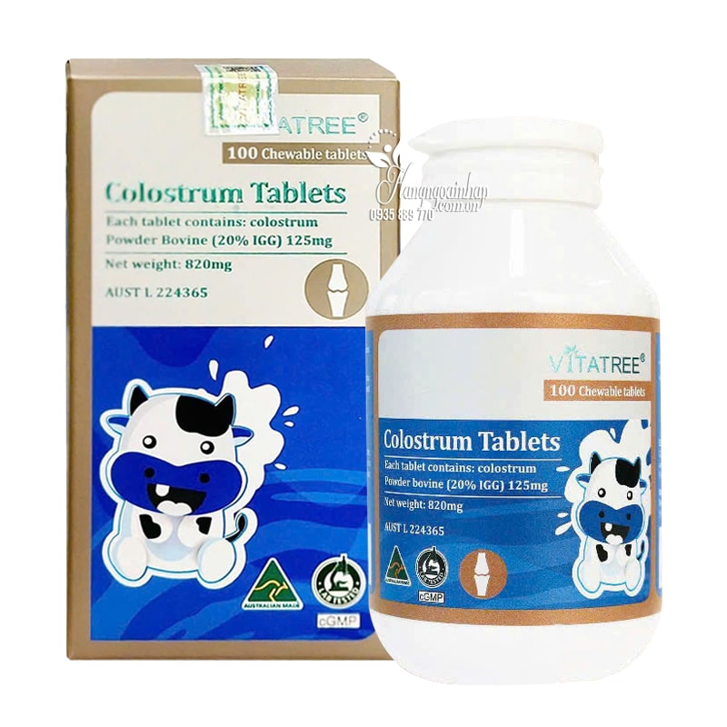 Viên sữa non Vitatree Colostrum 100 Chewable Tablets của Úc