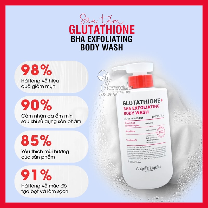 glutathione của hàn Sữa tắm BHA Exfoliating Body Wash 500ml Quốc filter_canadian