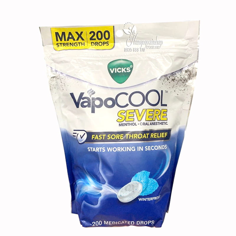 Kẹo ngậm giảm ho Vicks VapoCool Severe 200 viên của Mỹ