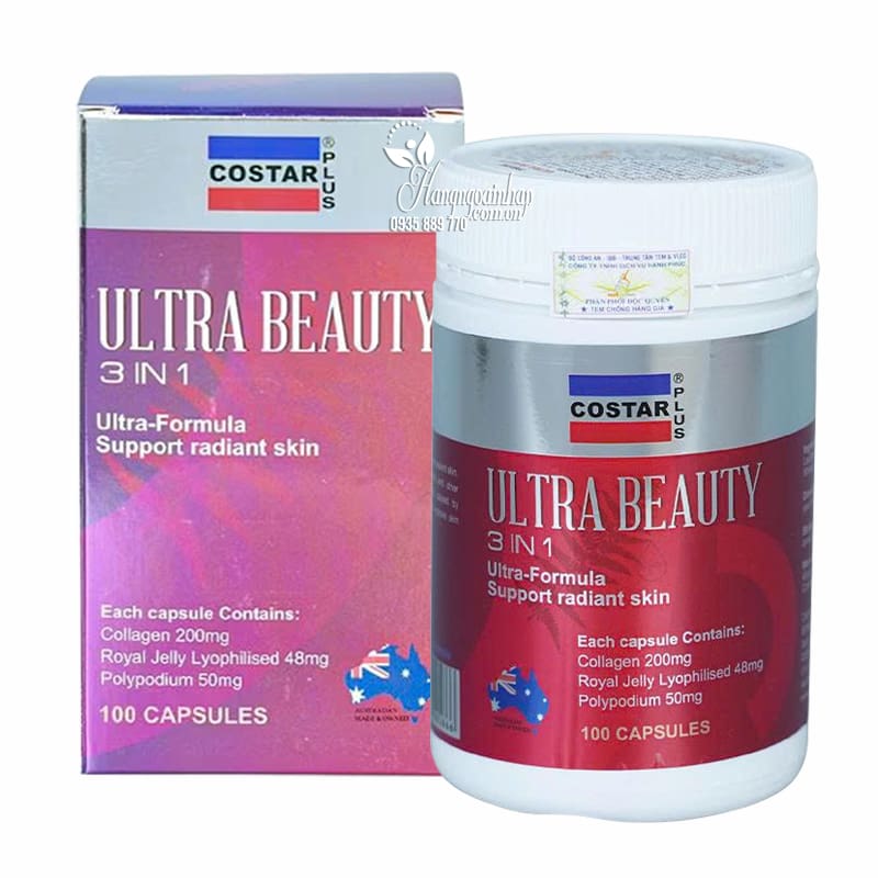 Viên uống đẹp da Ultra Beauty 3 In 1 Costar 100 viên của Úc