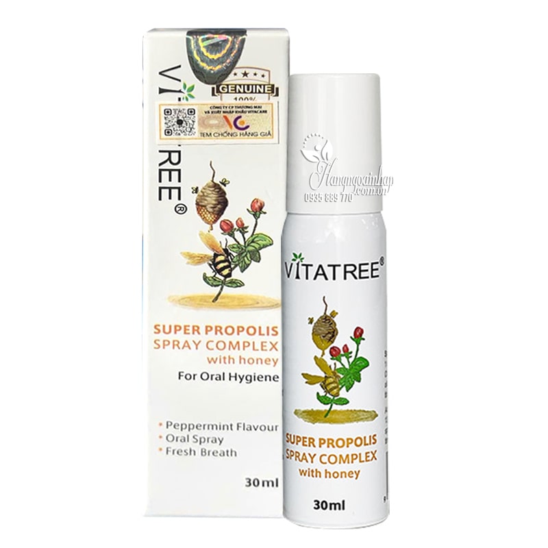 Chai xịt keo ong Vitatree Super Propolis Spray Complex 30ml 
