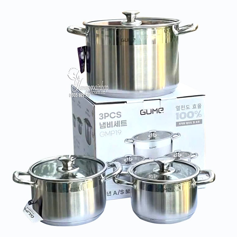 Bộ 3 nồi inox đa năng Gume GMP19 của Hàn Quốc