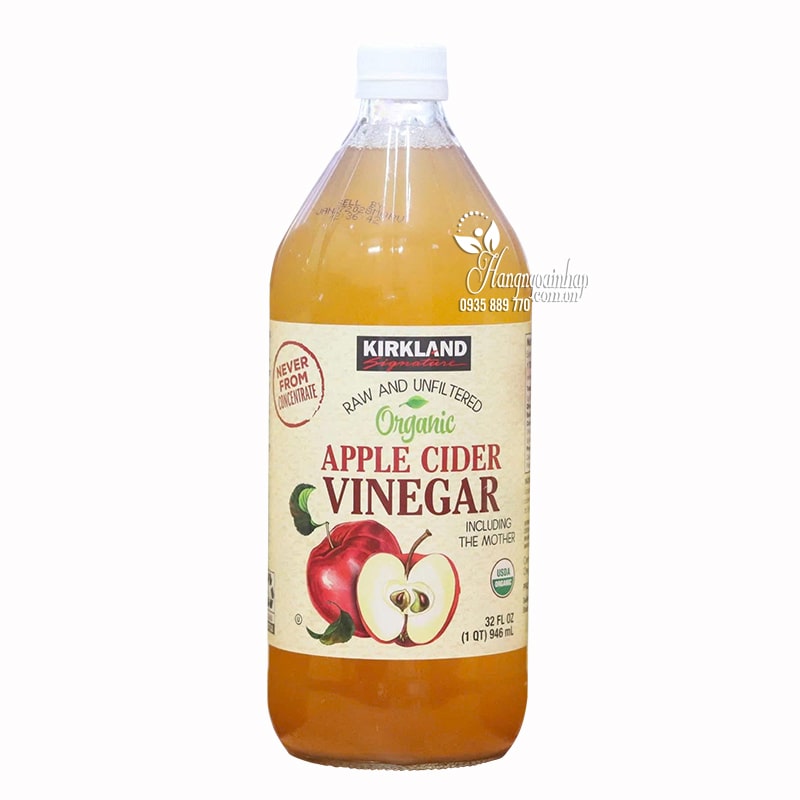 Giấm táo Kirkland Organic Apple Cider Vinegar 946ml của Mỹ