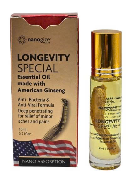 Dầu gió nhân sâm Nanogize Longevity 10ml của Mỹ