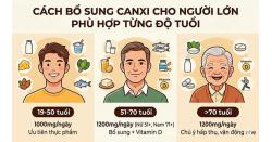 Cách bổ sung canxi cho người lớn phù hợp từng độ tuổi