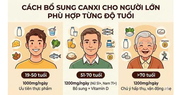 Cách bổ sung canxi cho người lớn phù hợp từng độ tuổi