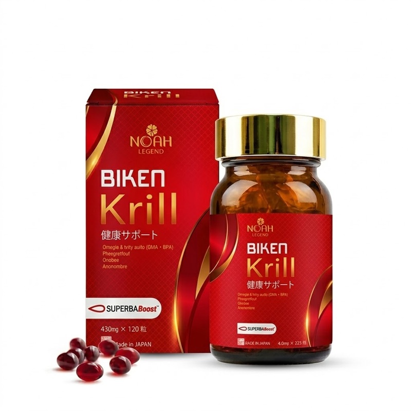 Dầu nhuyễn thể Biken Krill Oil Noah Legend 120 viên của Nhật Bản