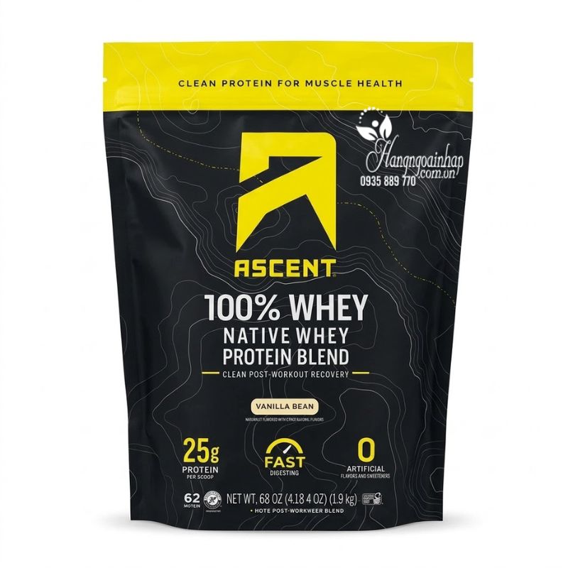Bột Protein Ascent 100% Whey Native Whey Protein Blend 1.9kg