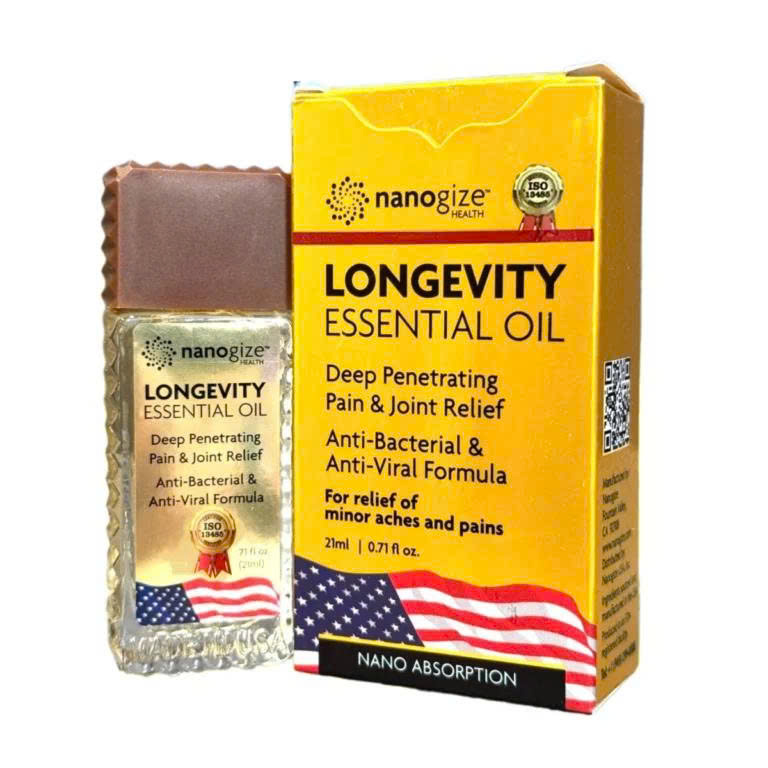 Dầu gió vàng Nanogize Longevity Essential Oil của Mỹ 21ml