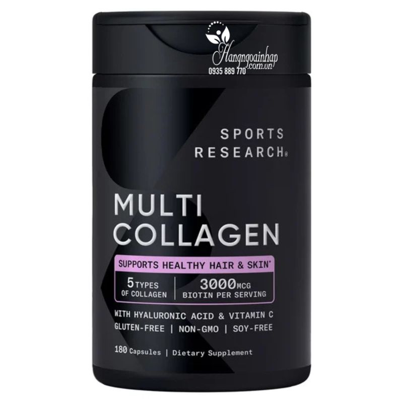 Viên uống đẹp da Multi Collagen Sports Research 180 viên của Mỹ 