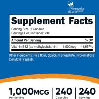 Viên uống Vitamin B12 Nutricost 1000mcg 240 viên của Mỹ 