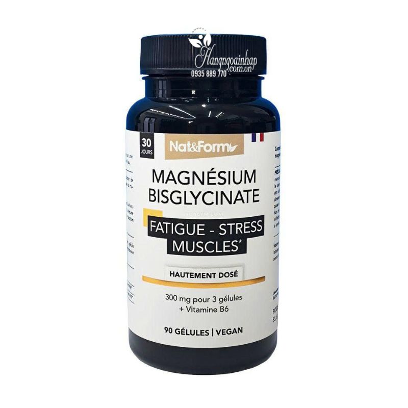 Viên uống Magie Magnesium Bisglycinate 300mg Nat & Farm 90 viên