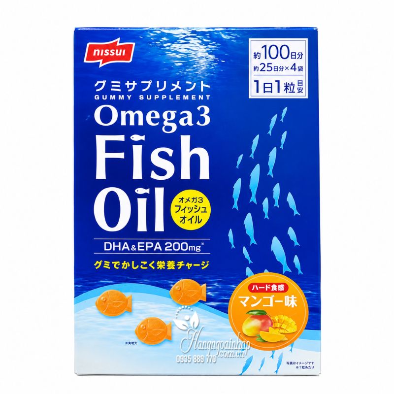 Kẹo dẻo Omega 3 Fish Oil Gummy Nissui 100 viên của Nhật Bản