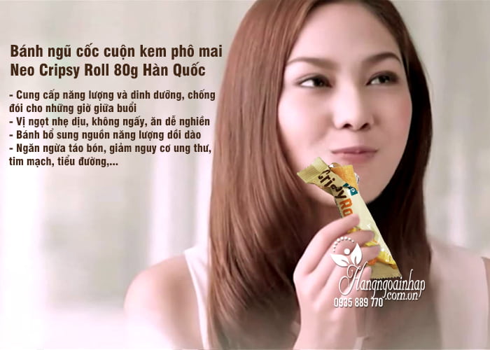 Bánh ngũ cốc cuộn kem phô mai Neo Cripsy Roll 80g Hàn Quốc 2