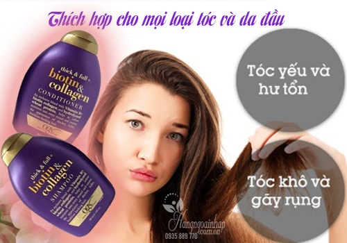 Bộ Dầu Gội Và Xã Thick And Full Biotin Collagen Organix Của Mỹ