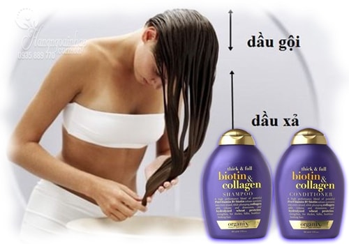 Bộ Dầu Gội Và Xã Thick And Full Biotin Collagen Organix Của Mỹ