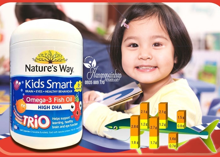 Dầu cá Kids Smart Omega 3 Fish Oil High DHA 180 viên 