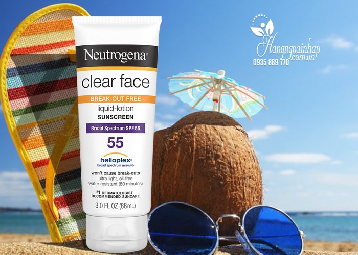 Kem chống nắng Neutrogena Clear Face Sunscreen SPF 55 của Mỹ 