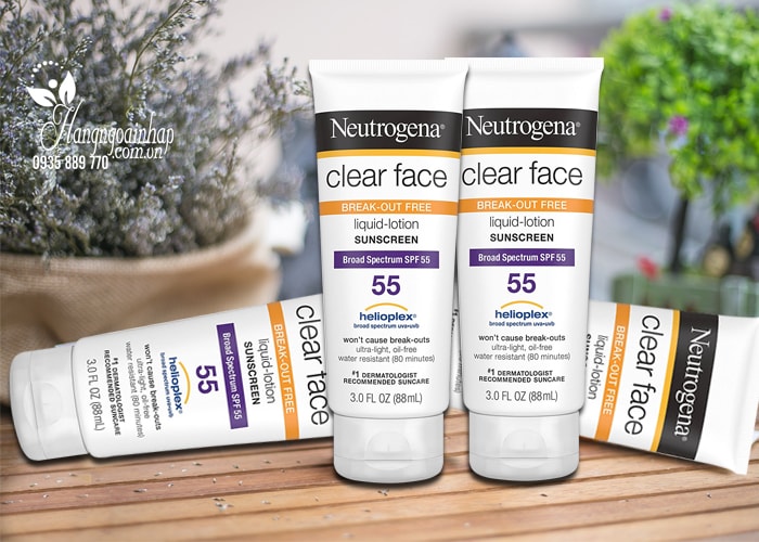 Kem chống nắng Neutrogena Clear Face Sunscreen SPF 55 của Mỹ 88ml