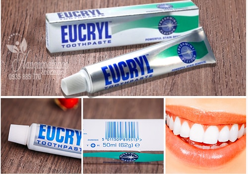Kem đánh trắng răng, trị hôi miệng-Eucryl Toothpaste 50ml của Anh