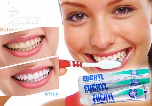 Kem đánh trắng răng, trị hôi miệng-Eucryl Toothpaste 50ml của Anh