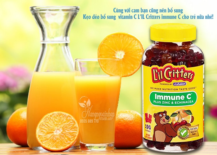 Kẹo dẻo bổ sung vitamin C L’IL Critters immune 190 viên 