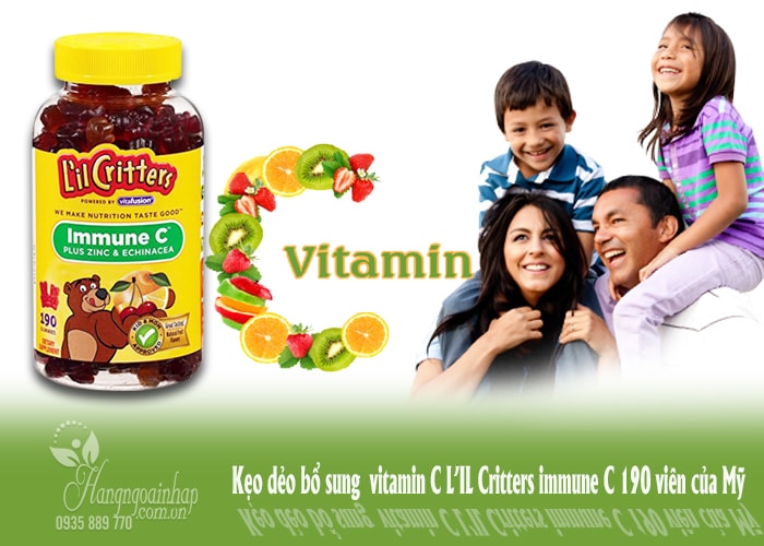 Kẹo dẻo bổ sung vitamin C L’IL Critters immune của Mỹ