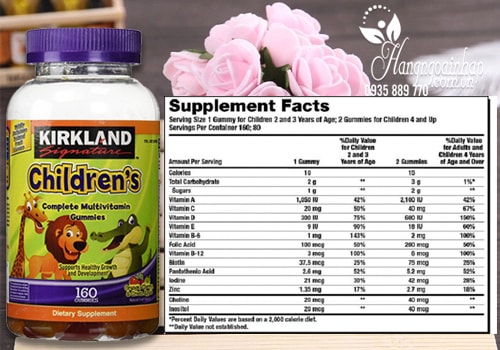 Thành phần có trong kẹo dẻo Kirkland Gummies