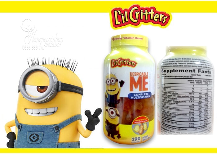 Kẹo dẻo cho bé L'il Critters Minions Multivitamins Gummies 190 viên của Mỹ